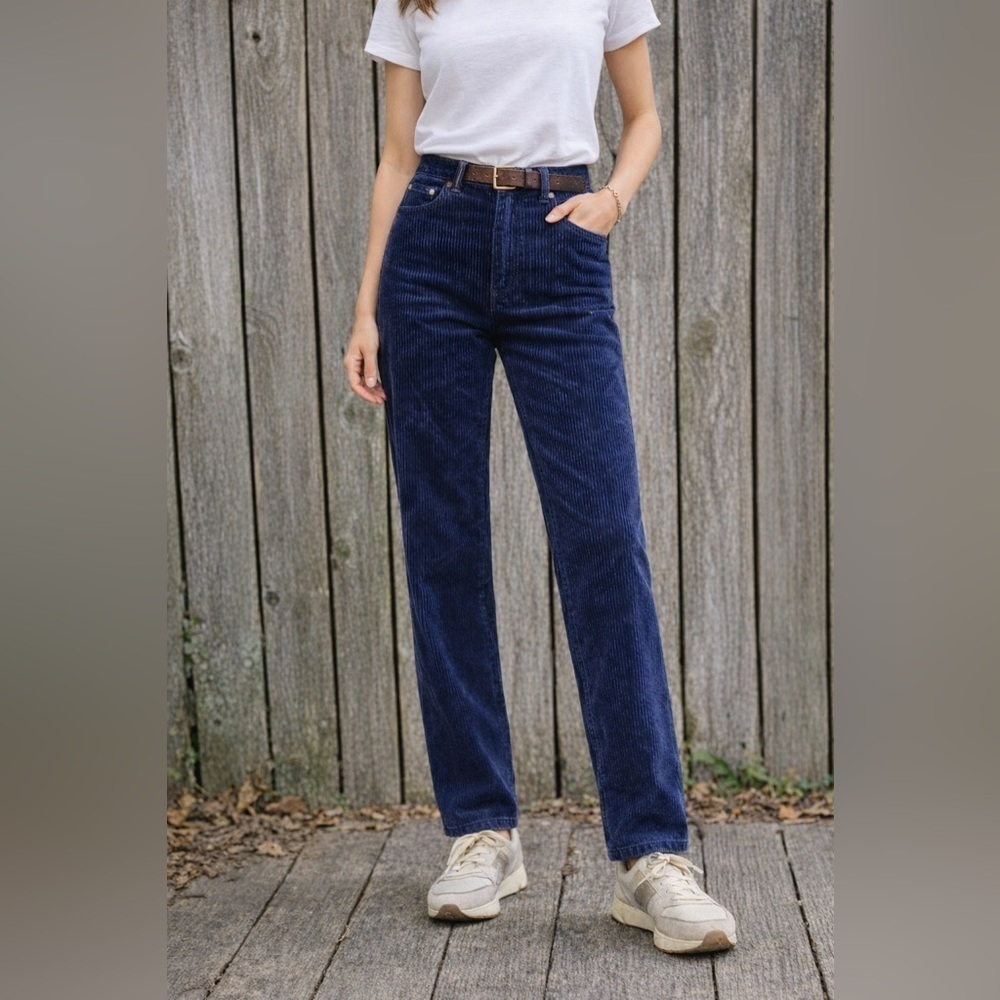 Lauren Jeans Co./ Women’s Navy Blue Corduroy Straight Leg Mom Pants Vintage / 12